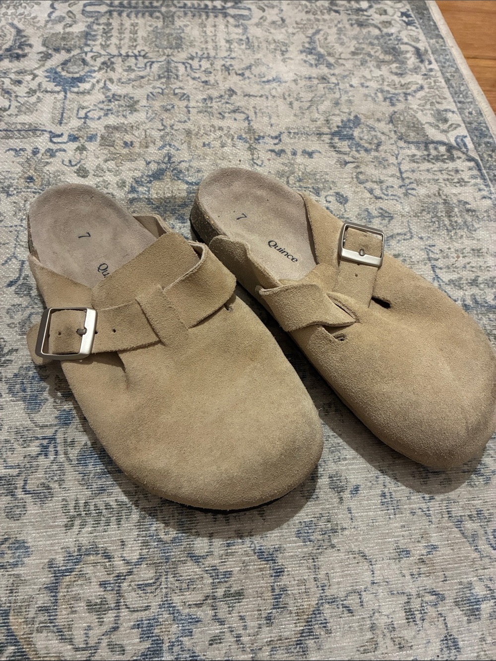 Quince Women’s Suede Slip-On Clog in Beige - women’s size 7